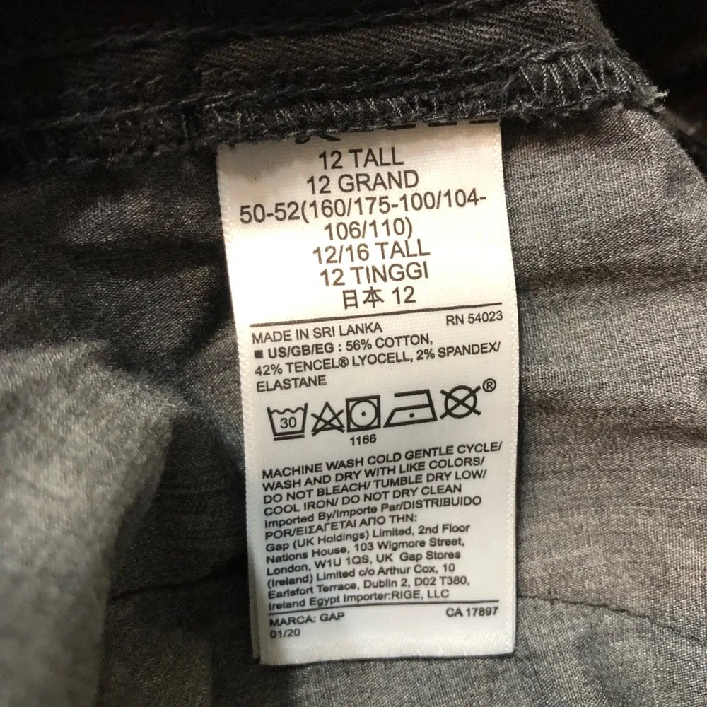 Gap Cotton Blend Charcoal Elastic Back Waist Girlfriend Joggers Pants casual 12T - Picture 8 of 14
